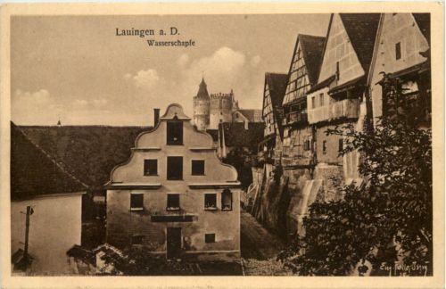 Lauingen a. D. Wasserschapfe - Künstler-AK Eugen Felle
