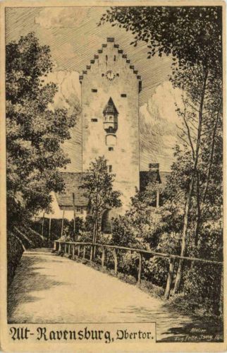 Alt-Ravensburg - Obertor - Künstler-AK Eugen Felle
