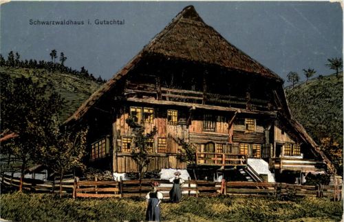 Schwarzwaldhaus im Gutachtal - Künstler-AK Eugen Felle