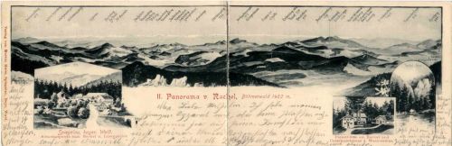 Panorama vom Rachel - Spiegelau - Klappkarte - Künstler-AK Eugen Felle