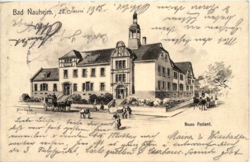 Bad Nauheim - Neues Postamt - Künstler-AK Eugen Felle