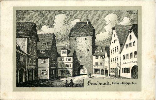Hersbruck - Nürnbergertor - Künstler-AK Eugen Felle