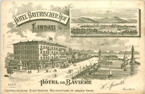 Lindau - Hotel Bayrischer Hof Hotel de Baviere - Litho Vorläufer