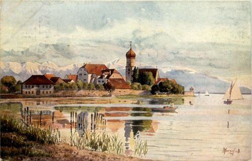 Wasserburg am Bodensee - Künstler-AK Marschall