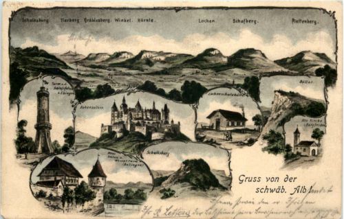 Gruss von der schwäbischen Alb - Künstler-AK Eugen Felle