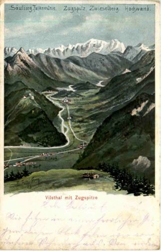 Vilsthal mit Zugspitze - Künstler-AK Eugen Felle