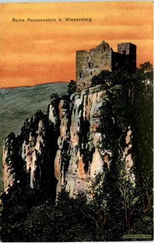 Ruine Reussenstein bei Wiesensteig - Künstler-AK Eugen Felle