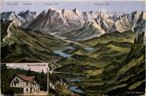 Fernpass und Umgebung - Künstler-AK Eugen Felle