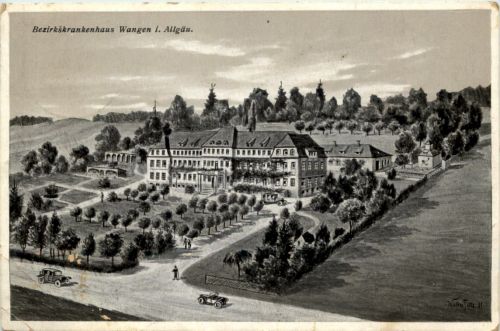 Wangen im Allgäu - Bezirkskrankenhaus - Künstler-AK Eugen Felle