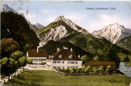 Tirol - Gasthof Weisshuas - Künstler-AK Eugen Felle