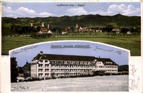 Isny - Städtische Heilstätte Wilhelmsstift - Künstler-AK Eugen Felle