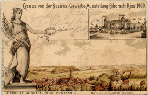 Biberach - Gruss von der Bezirks Gewerbe Ausstellung 1900 - Litho