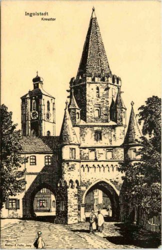 Ingolstadt - Kreuztor - Künstler-AK Eugen Felle