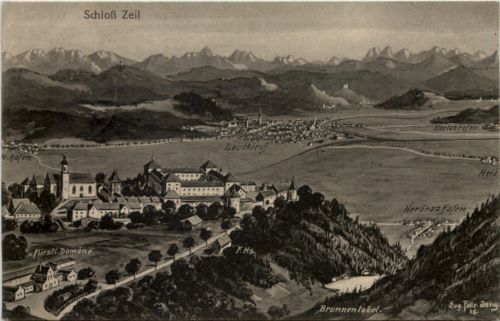 Schloss Zeil bei Leutkirch - Künstler-AK Eugen Felle