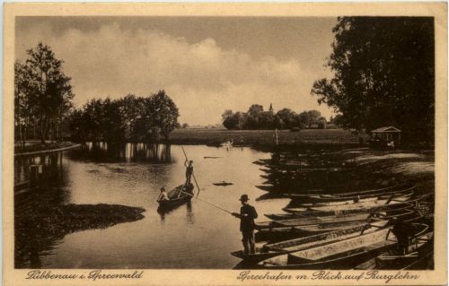 Lübbenau, Spreehafen m. Blick auf Burglehn