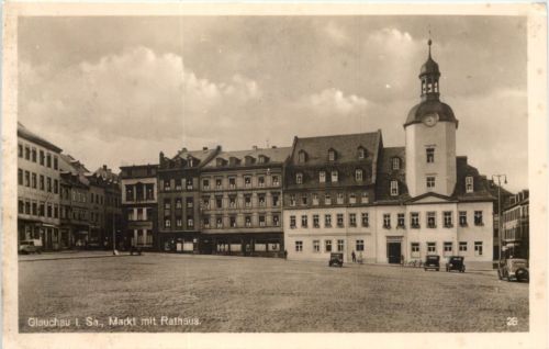 Glauchau, Markt mit Rathaus