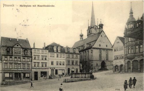 Pössneck - Marktplatz mit Mauritiuskirche