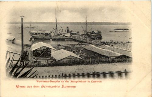 Gruss aus dem Schutzgebiet Kamerun - Woermann Dampfer