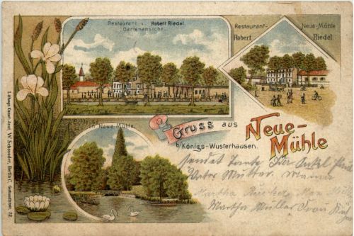 Königs-Wusterhausen Gruss aus Neue-Mühle - Litho