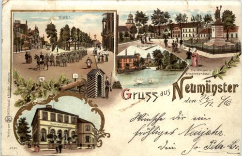 Gruss aus Neumünster - Litho 1896