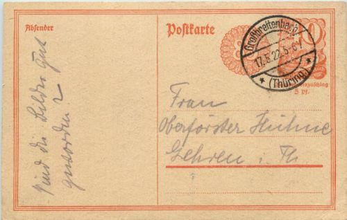 Ganzsache Deutschland Grossbreitenbach