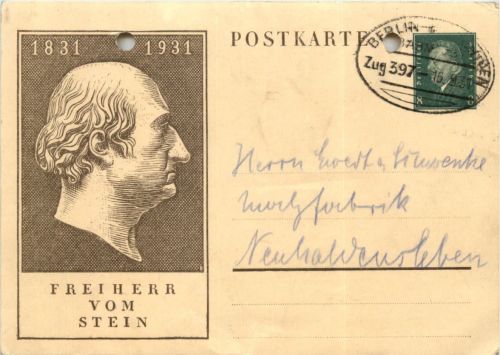 Ganzsache Deutschland Freiherr von Stein