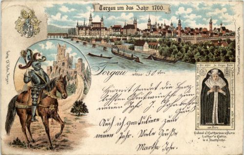 Torgau um das Jahr 1700 - Litho