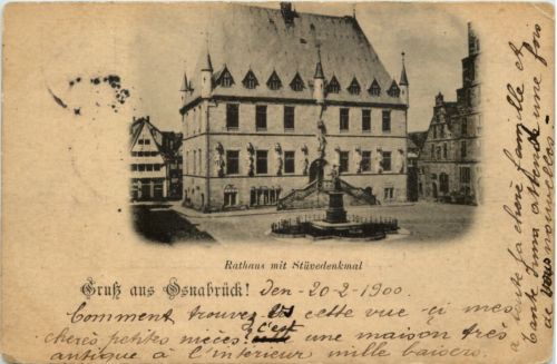 Gruss aus Osnabrück - Rathaus mit Stüvedenkmal