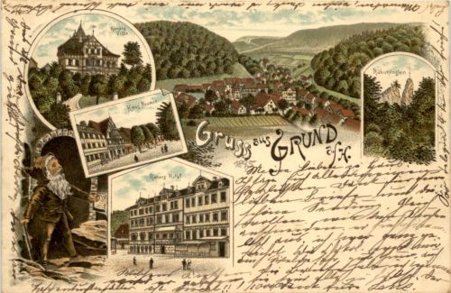 Gruss aus Grund - Litho 1895 - Vorläufer