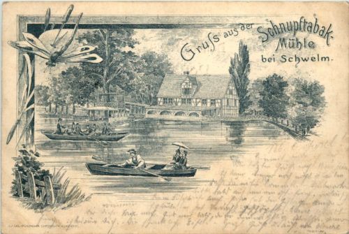 Gruss aus der Schnupftabak Mühle bei Schwelm - Litho - Vorläufer