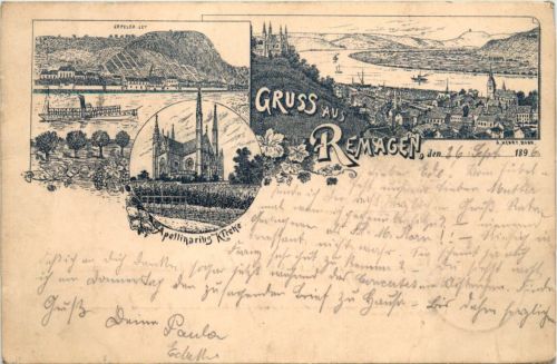 Gruss aus Remagen - Litho - Vorläufer 1896