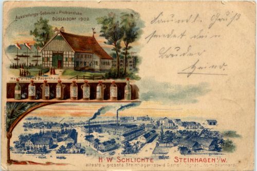 Düsseldorf - Ausstellungs Gebäude und Probierstube 1902 - Steinhagen -Litho