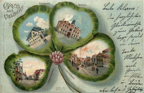 Gruss aus Velbert - Litho Kleeblatt