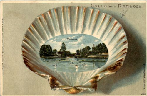 Gruss aus Ratingen - Litho - Muschel