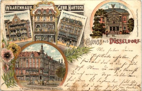 Gruss aus Düsseldorf - Waarenhaus Gebr . Hartoch - Litho