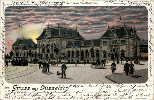 Gruss aus Düsseldorf - Hauptbahnhof - Litho