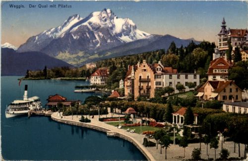 Weggis - Der Quai mit Pilatus