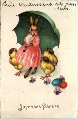 Ostern Hase mit Schirm