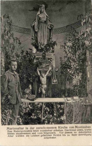 Marienaltar in der zerschossenen Kirche von Montauban