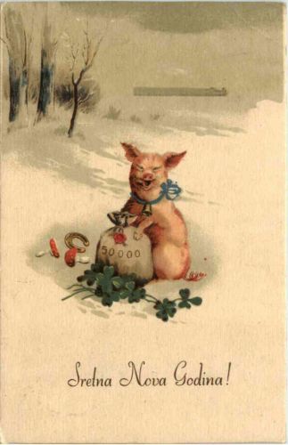 Neujahr - Schwein - Feldpost 2 WK