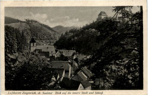Kurort Ziegenrück ob Saaletal, Blick auf die innere Stadt und Schloss