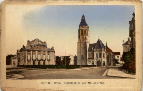 Düren, Stadttheater und Marienkirche