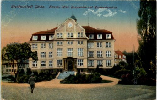 Gotha - Baugewerbe und Handwerkerschule - Feldpost Landsturm Langensalza