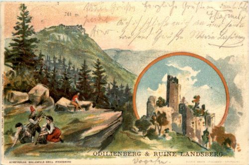 Odilienberg & Ruine Landsberg - Litho - Obernai