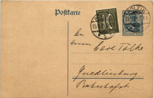 Ganzsache Polzin Pommern