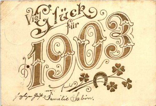 Neujahr - Jahreszahl 1903 - Prägekarte gelaufen in Clettwitz