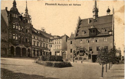 Pössneck, Marktplatz mit Rathaus