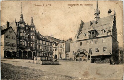 Pössneck, Marktplatz mit Rathaus