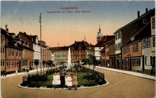 Langensalza - Langestrasse mit Hotel Zum Schwan