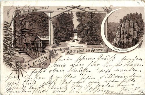Gruss aus der Sächsischen Schweiz - Litho